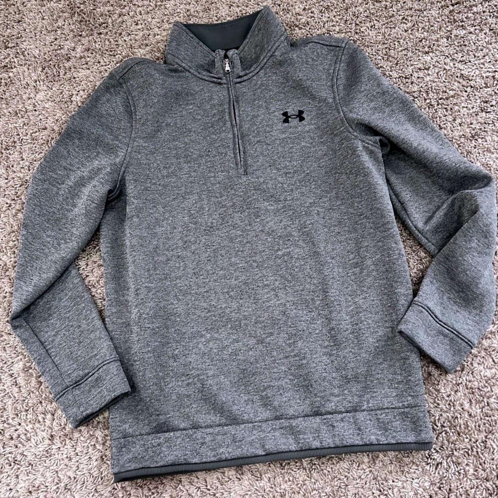 Under Armour ColdGear Golf Quarter Zip Pullover Heather‎ Grey Mens Small Loose